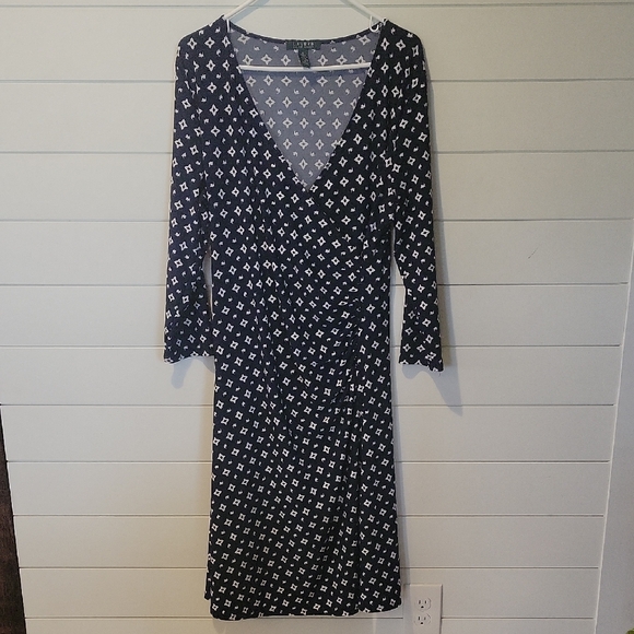 Lauren Ralph Lauren Dresses & Skirts - LAUREN RALPH LAUREN RUCHED DRESS  XL  NAVY/WHITE